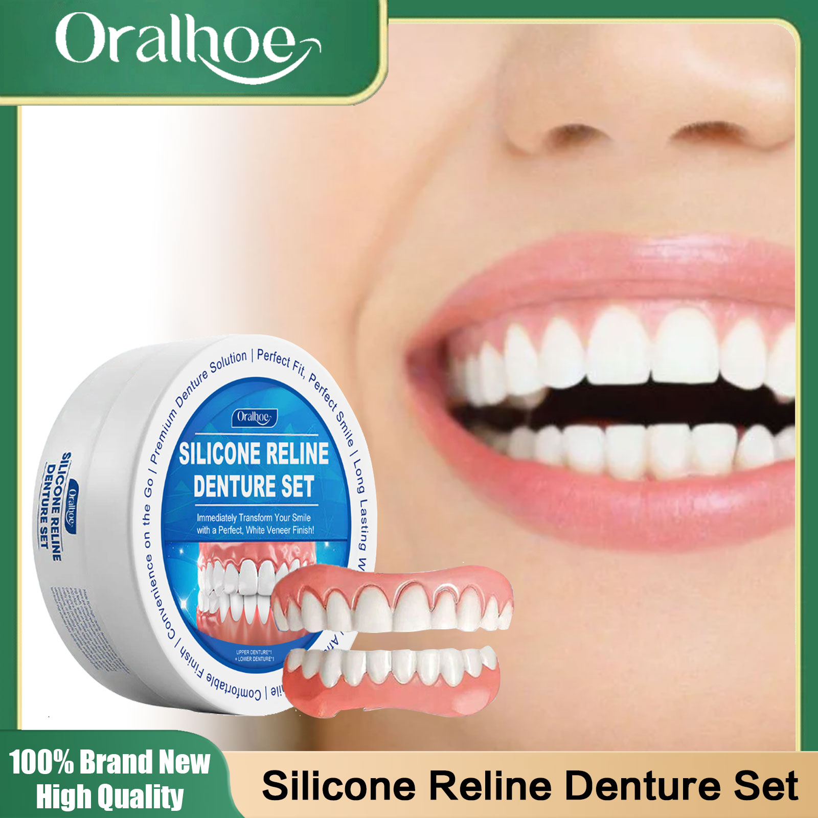 Teeth Whitening Mask - Zachte siliconen gebitsprotheses, boven- en onderkaak,