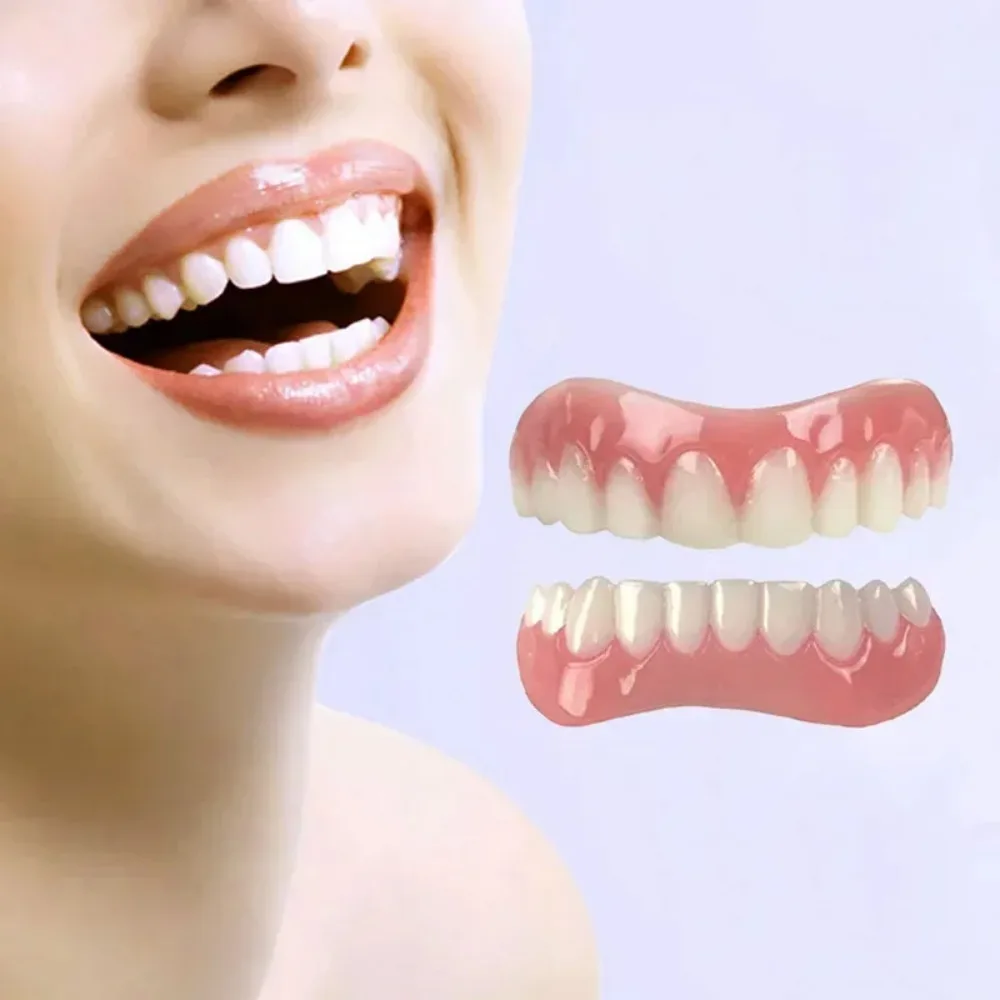 Teeth Whitening Mask - AG---4 Sets Siliconen Kunstgebit Veneers Boven-